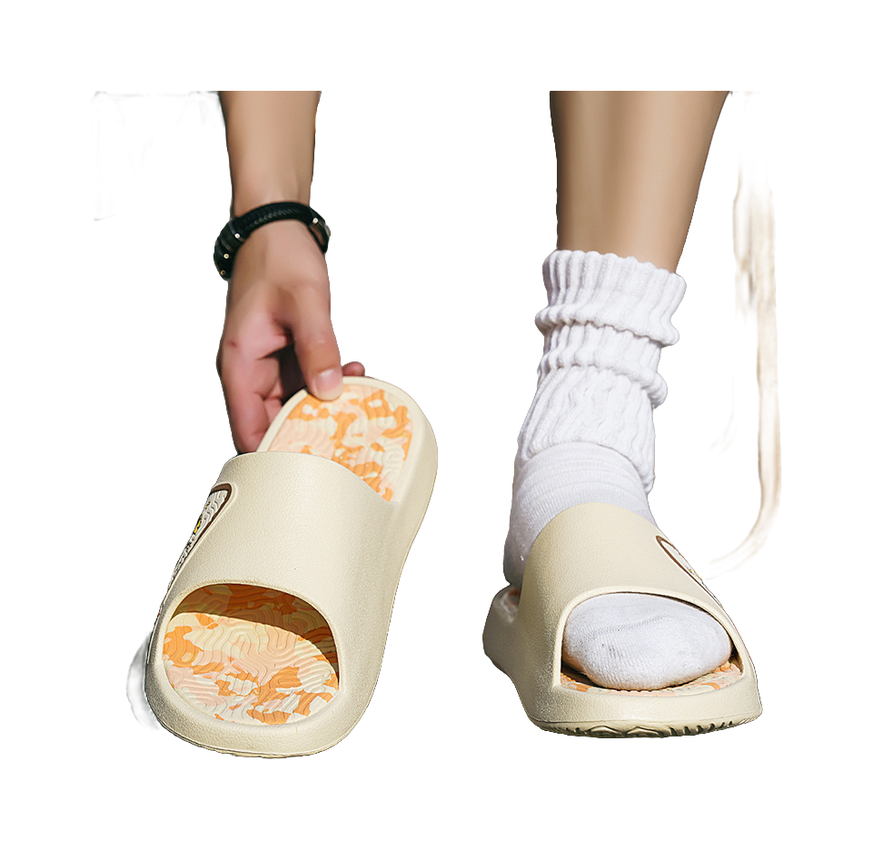 PEAK State Pole Guochuang Slippers EVA Quiet Slip Resistant Cushioning Slide Slippers Unisex Khaki Orange 