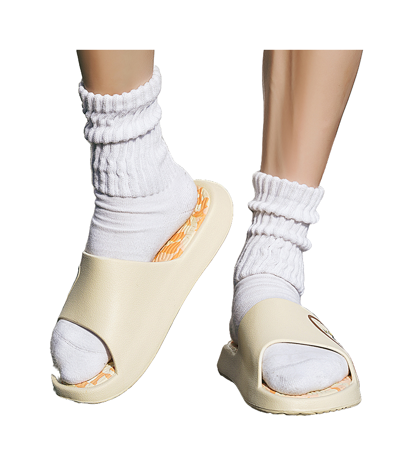 PEAK State Pole Guochuang Slippers EVA Quiet Slip Resistant Cushioning Slide Slippers Unisex Khaki Orange 