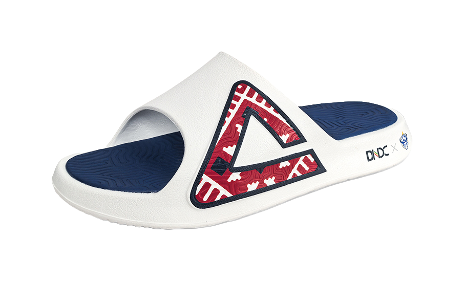 PEAK State Pole Leather Patchwork Slip Resistant Abrasion Resistant Cushioning Slide Slippers Men's White Blue Red 