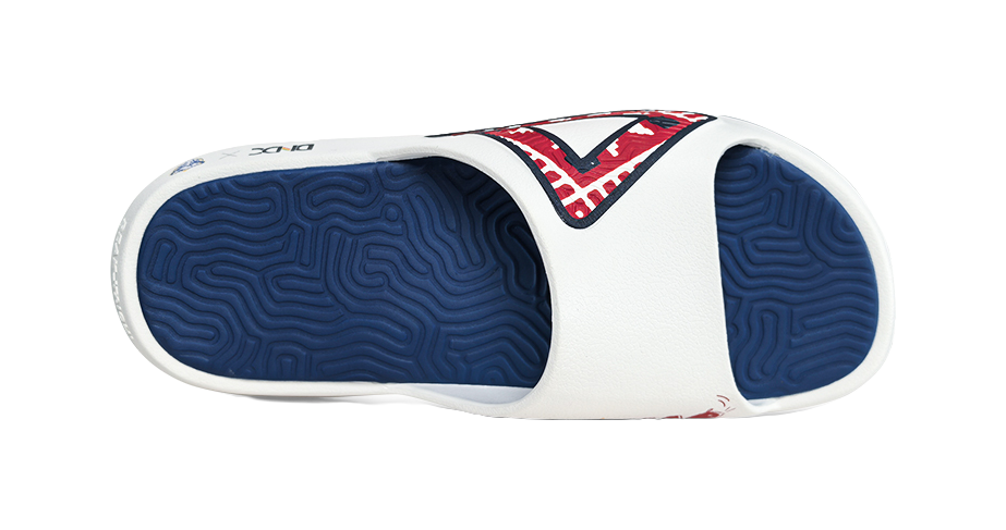 PEAK State Pole Leather Patchwork Slip Resistant Abrasion Resistant Cushioning Slide Slippers Men's White Blue Red 