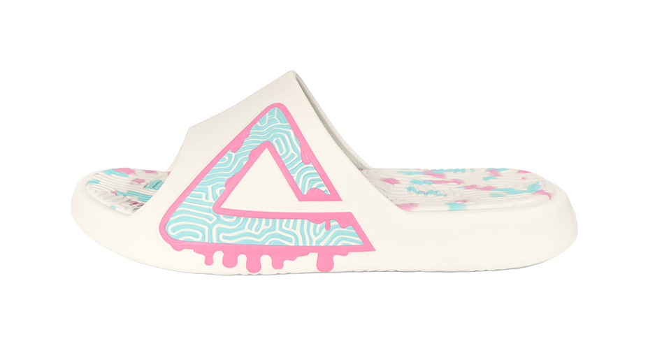 PEAK Tai Ji1.0 Abrasion Resistant Cushioning Slide Slippers Unisex Canvas White Blue 