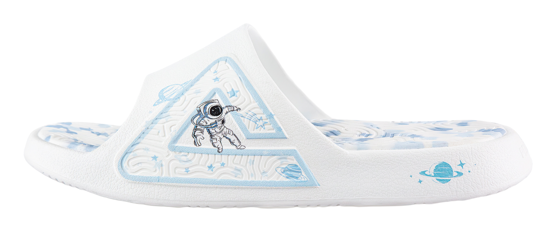 PEAK Tai Ji1.0 Cushioning Slip Resistant Abrasion Resistant Odor Resistant Quiet Slide Slippers Unisex White Blue 