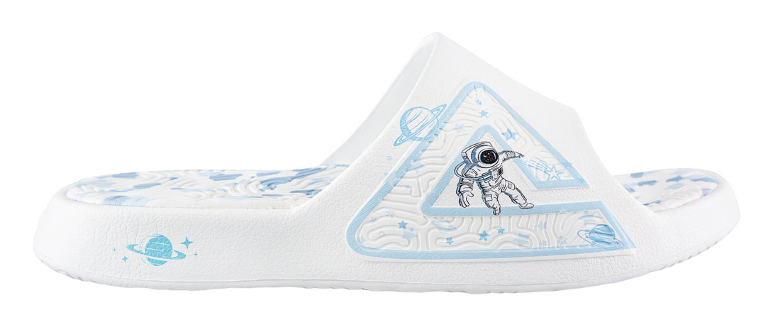 PEAK Tai Ji1.0 Cushioning Slip Resistant Abrasion Resistant Odor Resistant Quiet Slide Slippers Unisex White Blue 