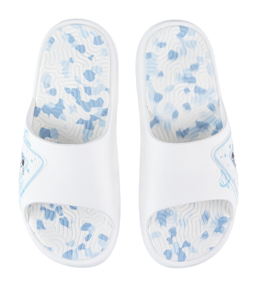 PEAK Tai Ji1.0 Cushioning Slip Resistant Abrasion Resistant Odor Resistant Quiet Slide Slippers Unisex White Blue 
