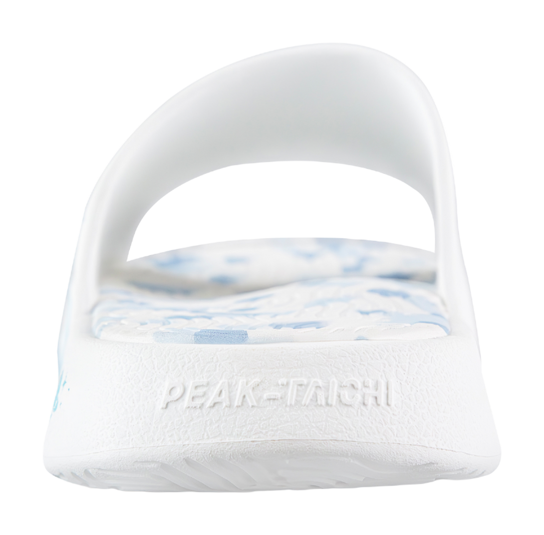 PEAK Tai Ji1.0 Cushioning Slip Resistant Abrasion Resistant Odor Resistant Quiet Slide Slippers Unisex White Blue 