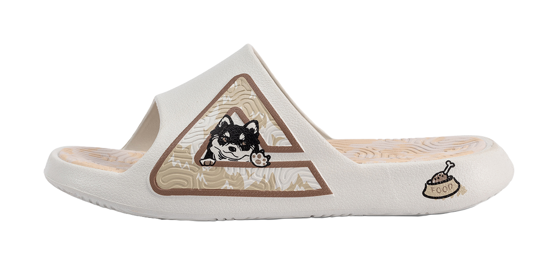 PEAK Tai Ji1.0 Cushioning Slip Resistant Abrasion Resistant Odor Resistant Quiet Slide Slippers Unisex White Brown 