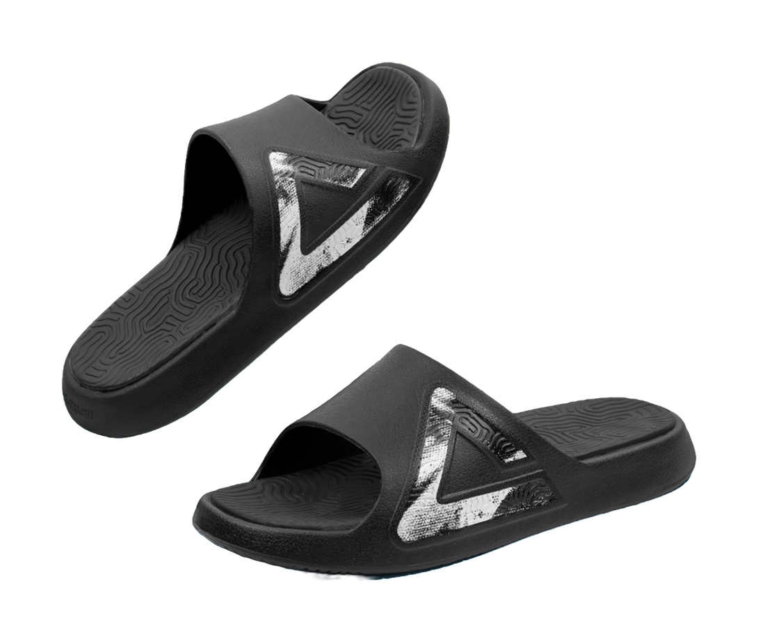 PEAK Tai Ji1.0 Cushioning Slip Resistant Abrasion Resistant Quiet Slide Slippers Unisex Black Gray 