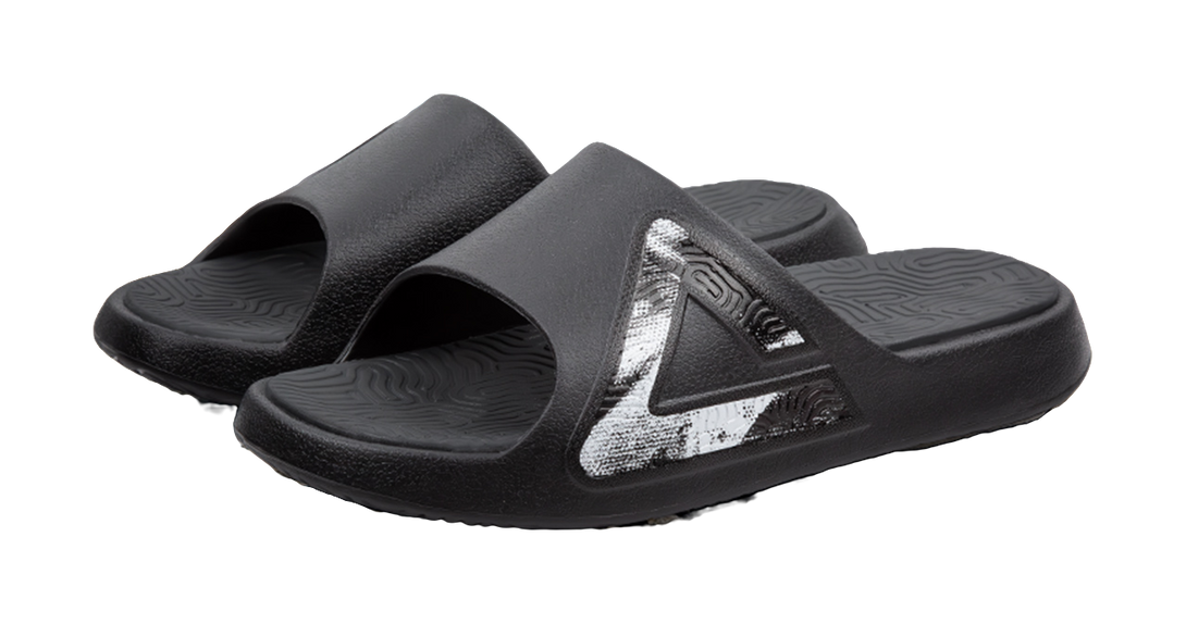 PEAK Tai Ji1.0 Cushioning Slip Resistant Abrasion Resistant Quiet Slide Slippers Unisex Black Gray 
