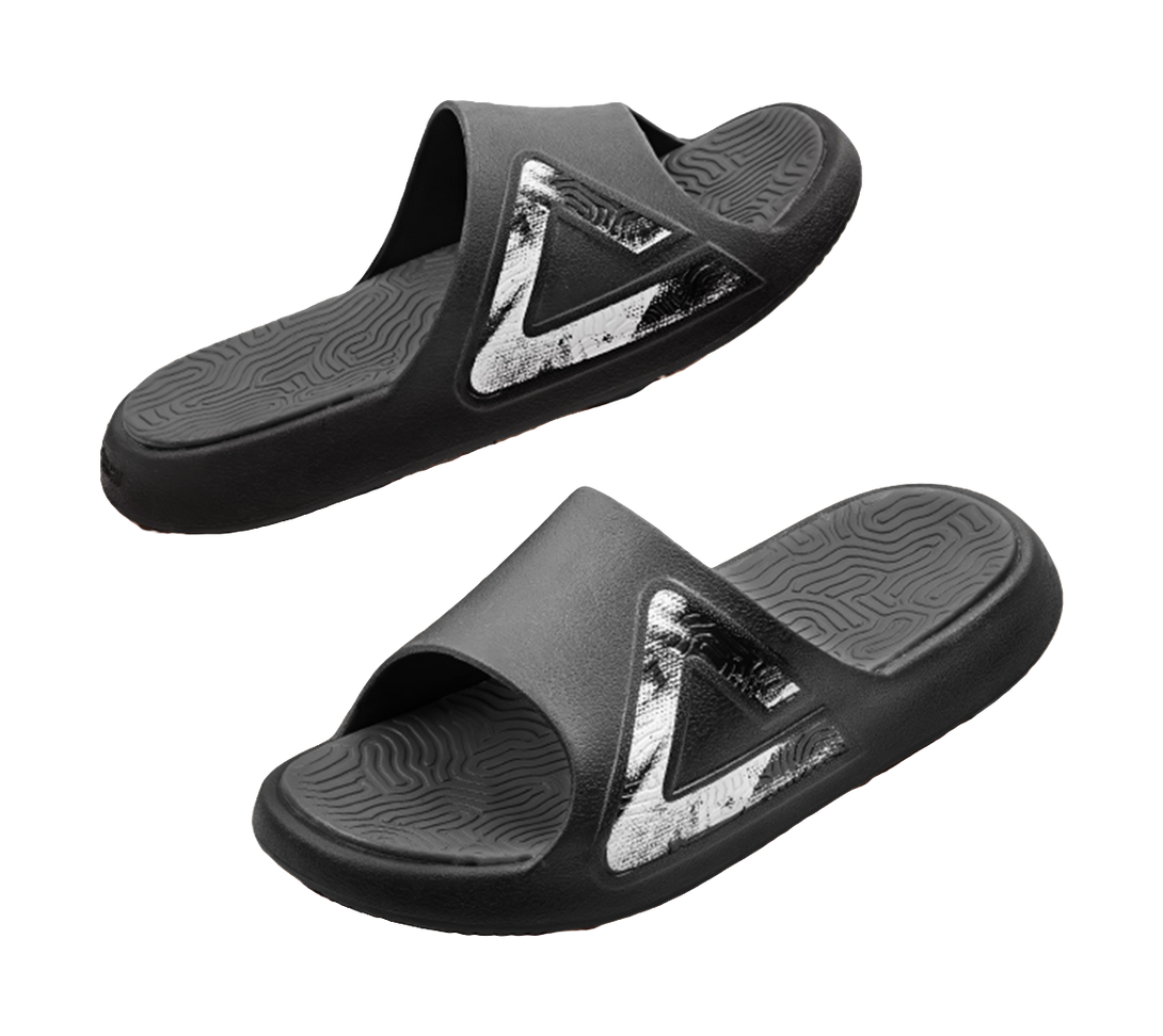 PEAK Tai Ji1.0 Cushioning Slip Resistant Abrasion Resistant Quiet Slide Slippers Unisex Black Gray 