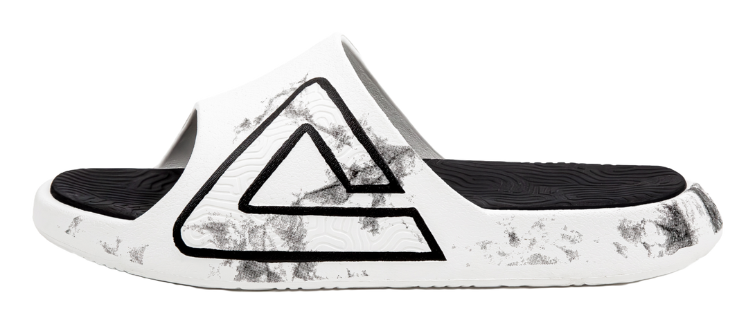 PEAK Tai Ji1.0 Cushioning Slip Resistant Abrasion Resistant Quiet Slide Slippers Unisex White Black 