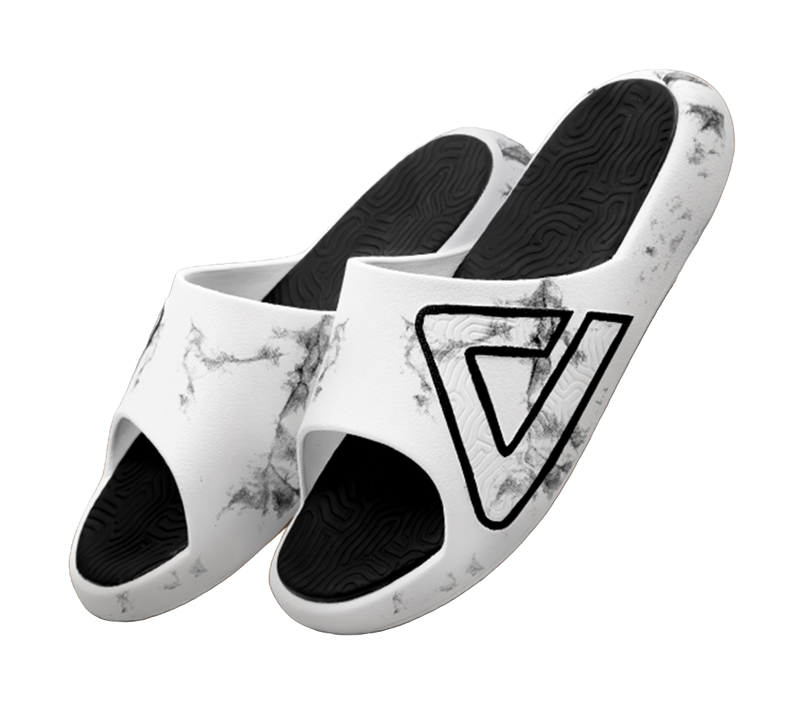 PEAK Tai Ji1.0 Cushioning Slip Resistant Abrasion Resistant Quiet Slide Slippers Unisex White Black 