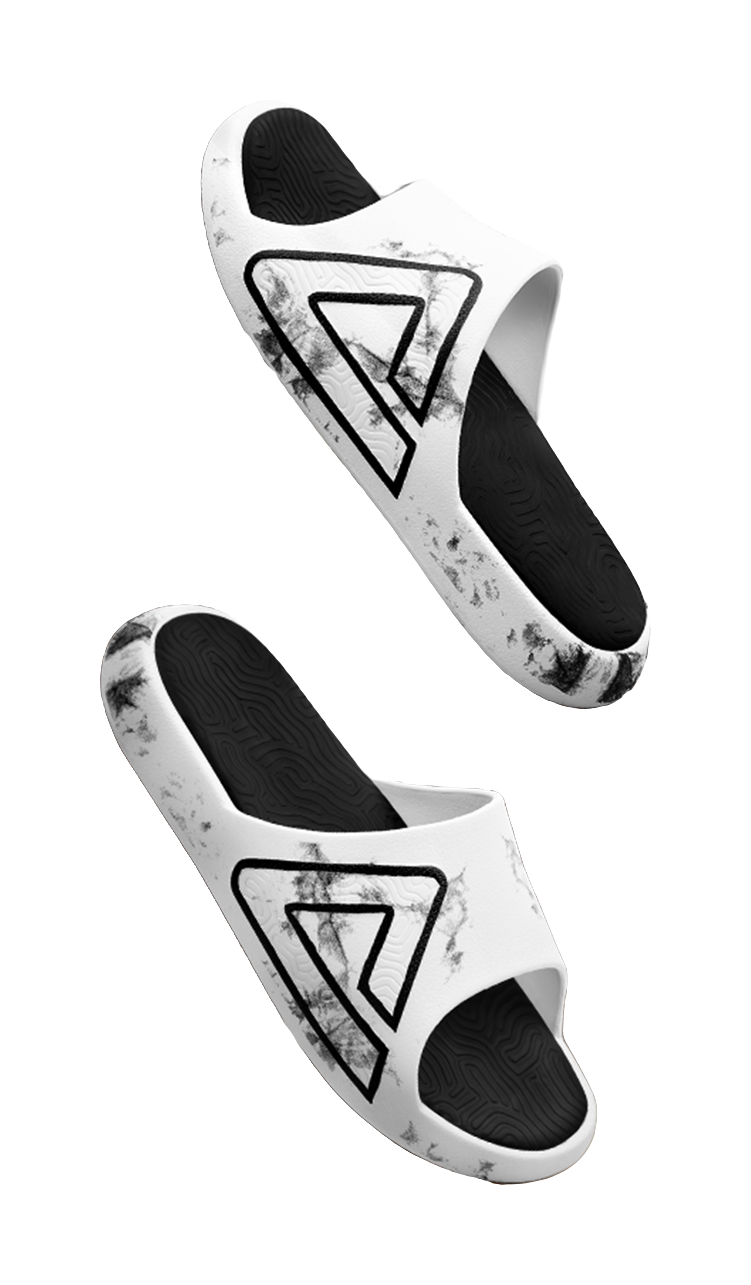 PEAK Tai Ji1.0 Cushioning Slip Resistant Abrasion Resistant Quiet Slide Slippers Unisex White Black 