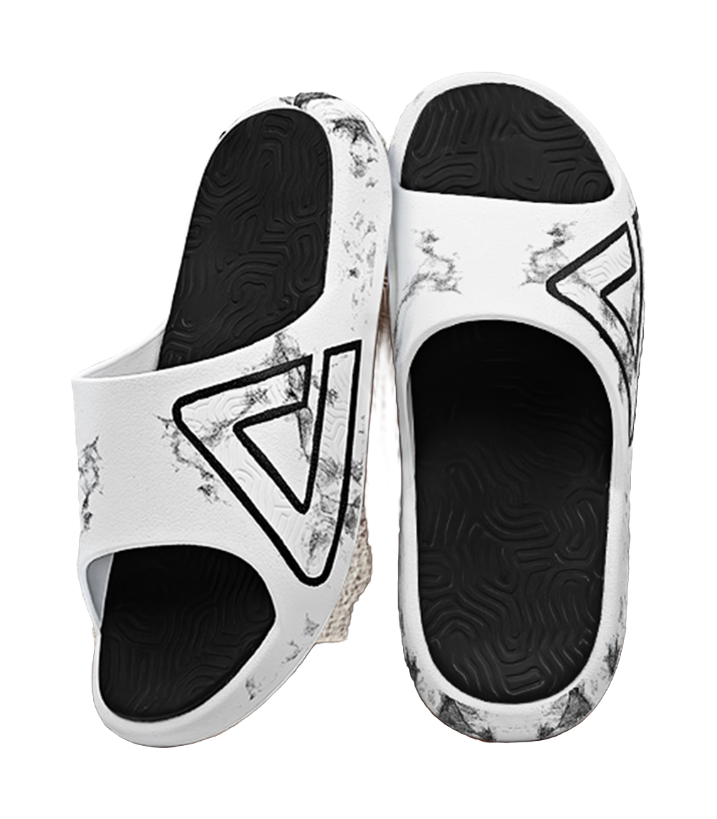 PEAK Tai Ji1.0 Cushioning Slip Resistant Abrasion Resistant Quiet Slide Slippers Unisex White Black 