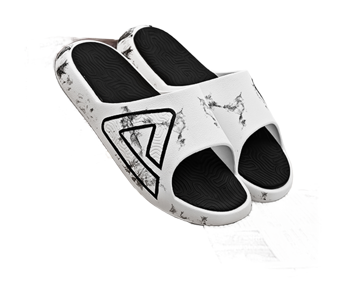PEAK Tai Ji1.0 Cushioning Slip Resistant Abrasion Resistant Quiet Slide Slippers Unisex White Black 