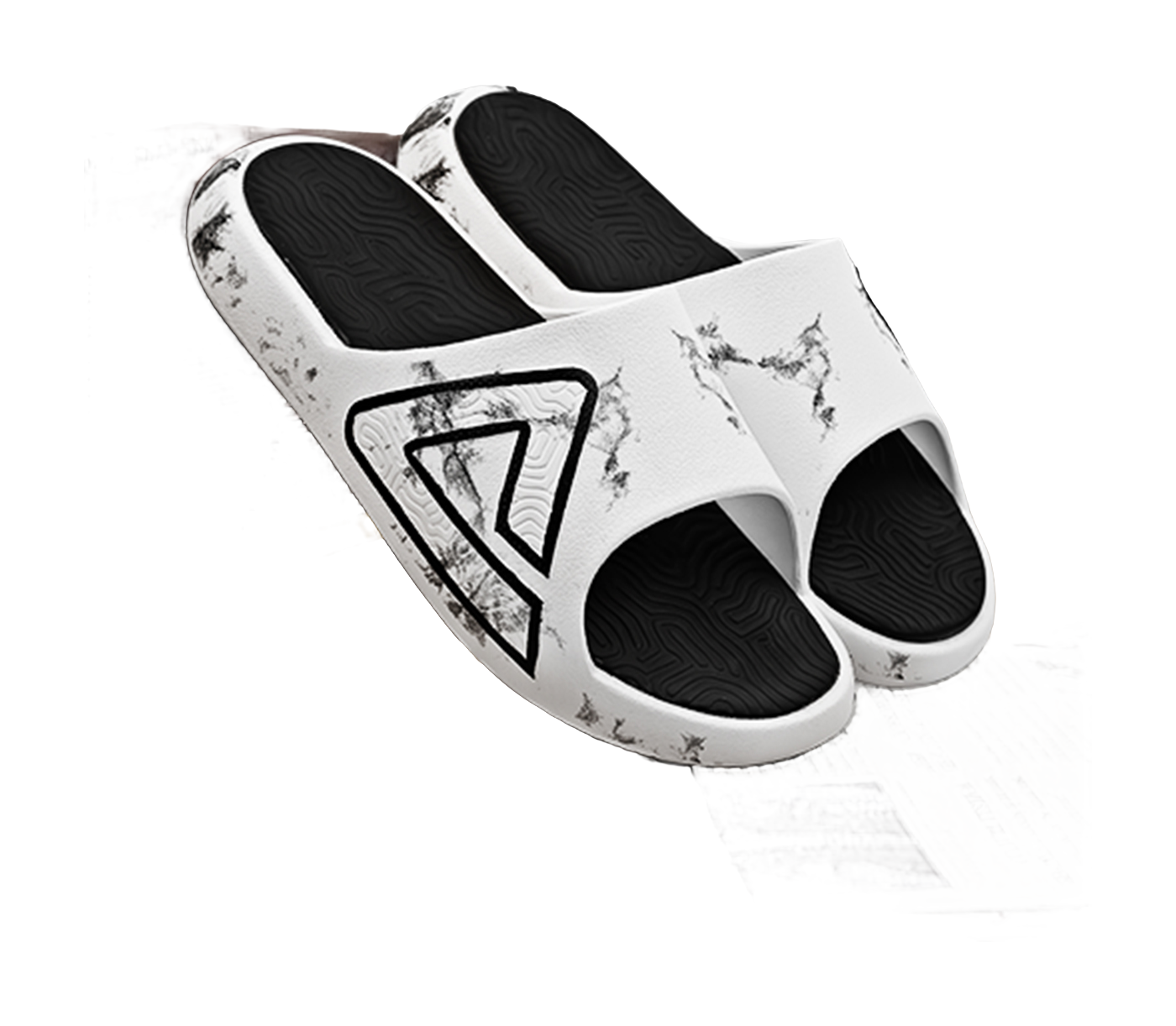 PEAK Tai Ji1.0 Cushioning Slip Resistant Abrasion Resistant Quiet Slide Slippers Unisex White Black 