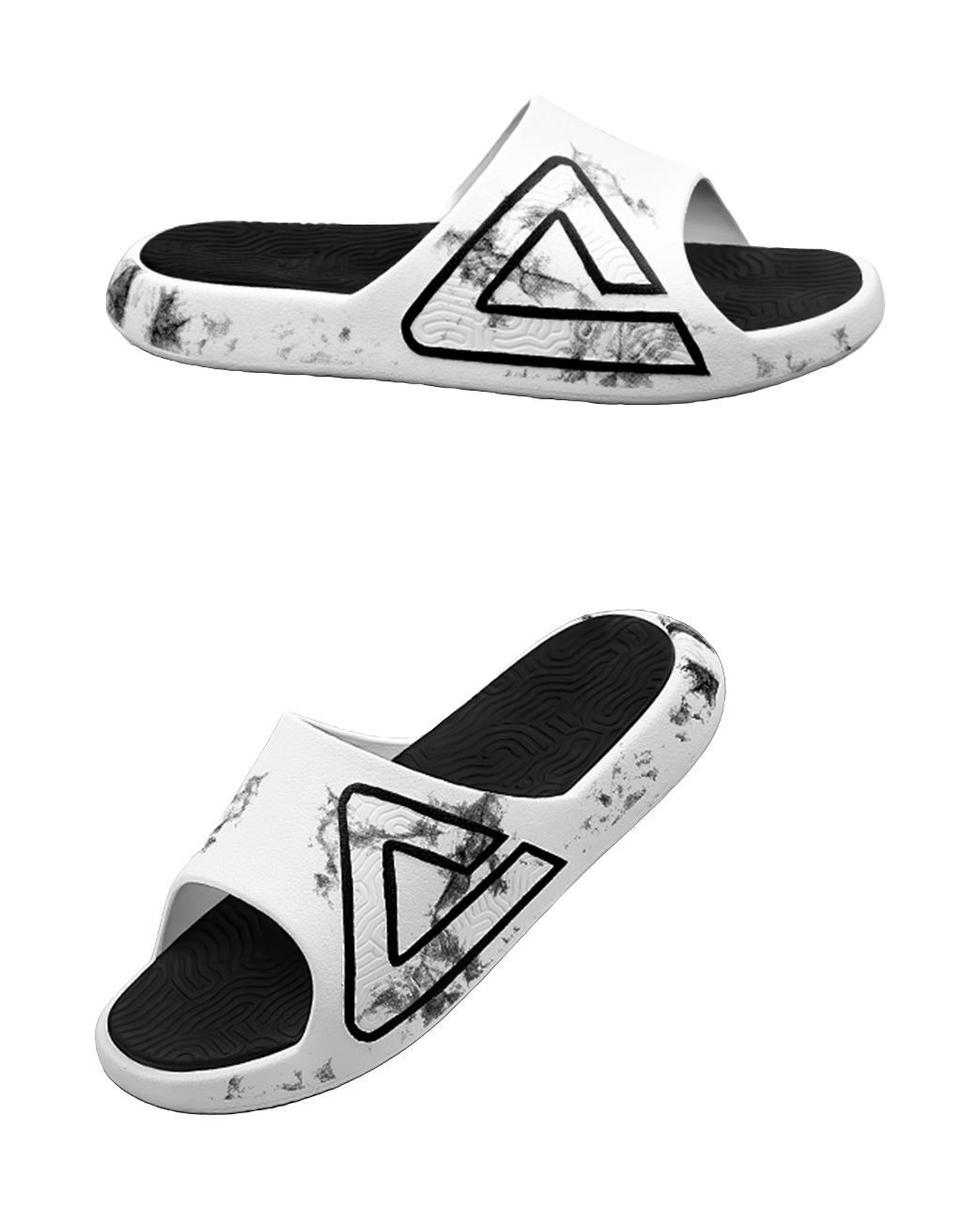 PEAK Tai Ji1.0 Cushioning Slip Resistant Abrasion Resistant Quiet Slide Slippers Unisex White Black 