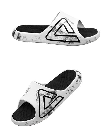 PEAK Tai Ji1.0 Cushioning Slip Resistant Abrasion Resistant Quiet Slide Slippers Unisex White Black 