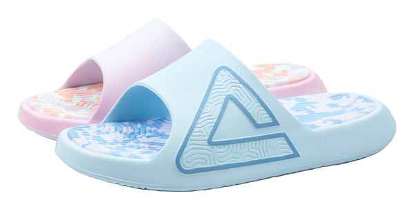 PEAK Tai Ji1.0 Odor-Resistant Abrasion-Resistant Cushioning Slide Slippers Unisex Pink Blue Mismatched 
