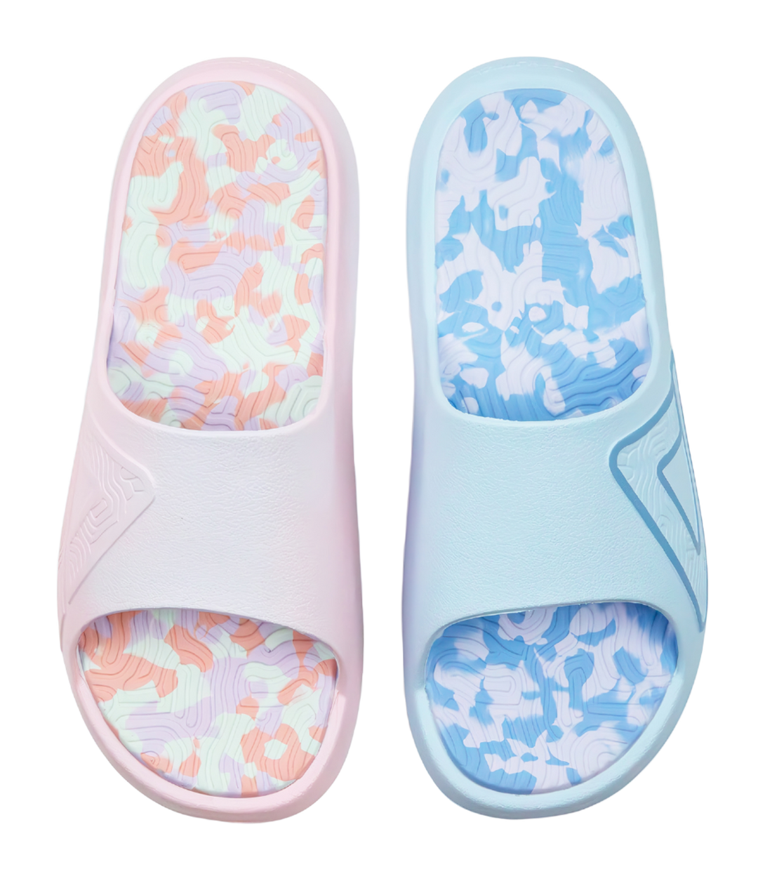 PEAK Tai Ji1.0 Odor-Resistant Abrasion-Resistant Cushioning Slide Slippers Unisex Pink Blue Mismatched 