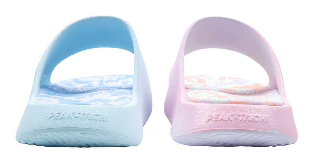 PEAK Tai Ji1.0 Odor-Resistant Abrasion-Resistant Cushioning Slide Slippers Unisex Pink Blue Mismatched 