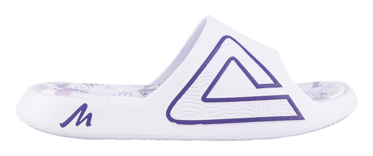 PEAK Tai Ji1.0 Odor Resistant, Abrasion Resistant Cushioning Slide Slippers Unisex White Purple 