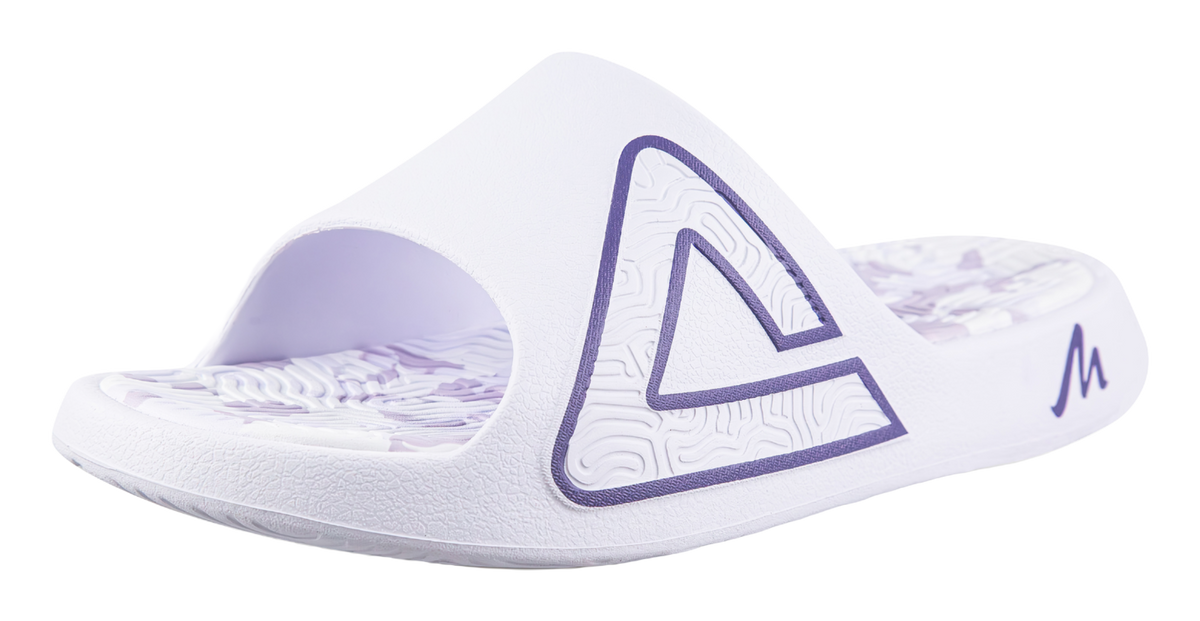 PEAK Tai Ji1.0 Odor Resistant, Abrasion Resistant Cushioning Slide Slippers Unisex White Purple 