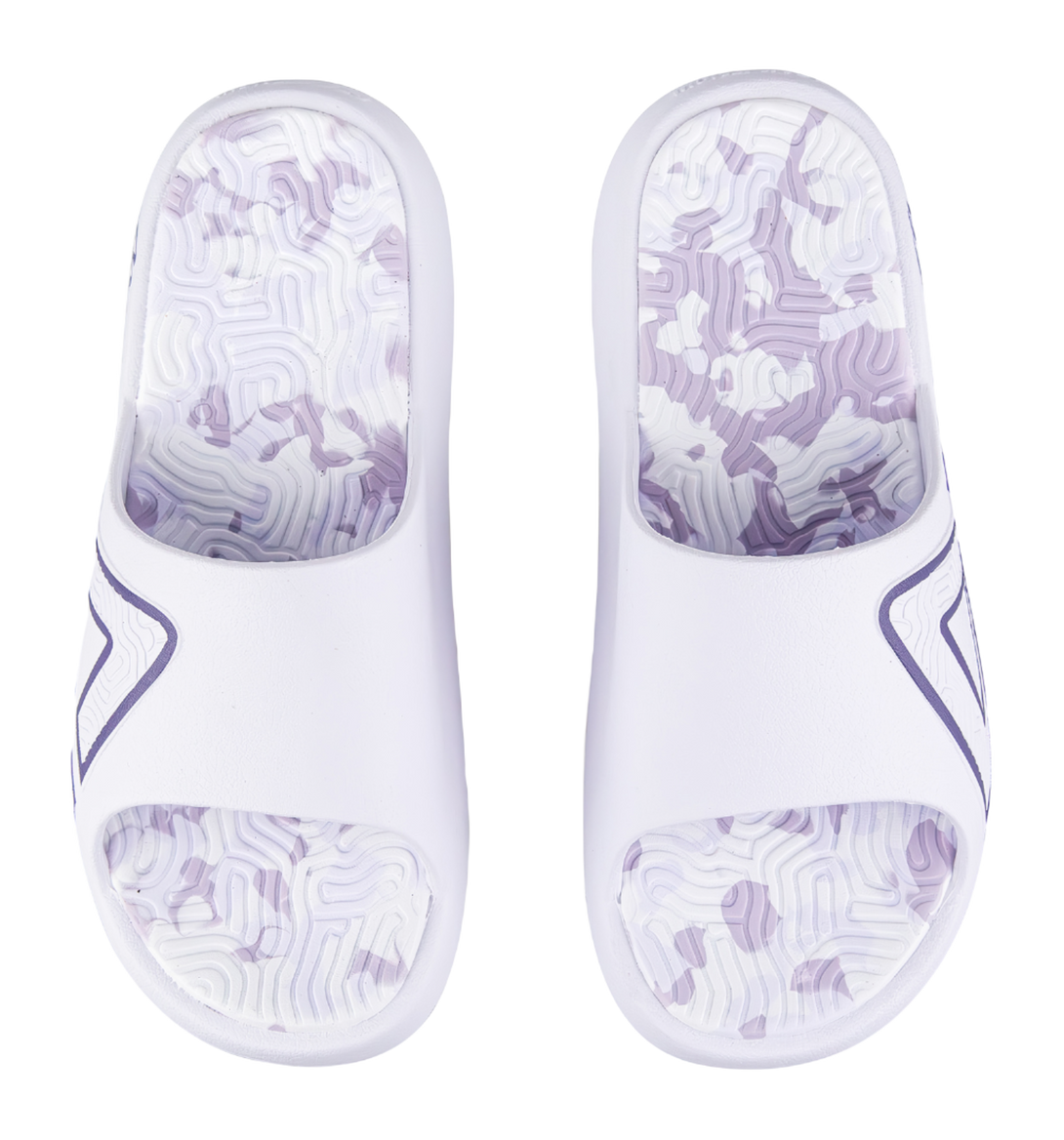 PEAK Tai Ji1.0 Odor Resistant, Abrasion Resistant Cushioning Slide Slippers Unisex White Purple 