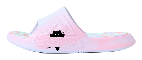 PEAK Tai Ji1.0 Quiet Abrasion Resistant Cushioning Slide Slippers Unisex Pink Blue 