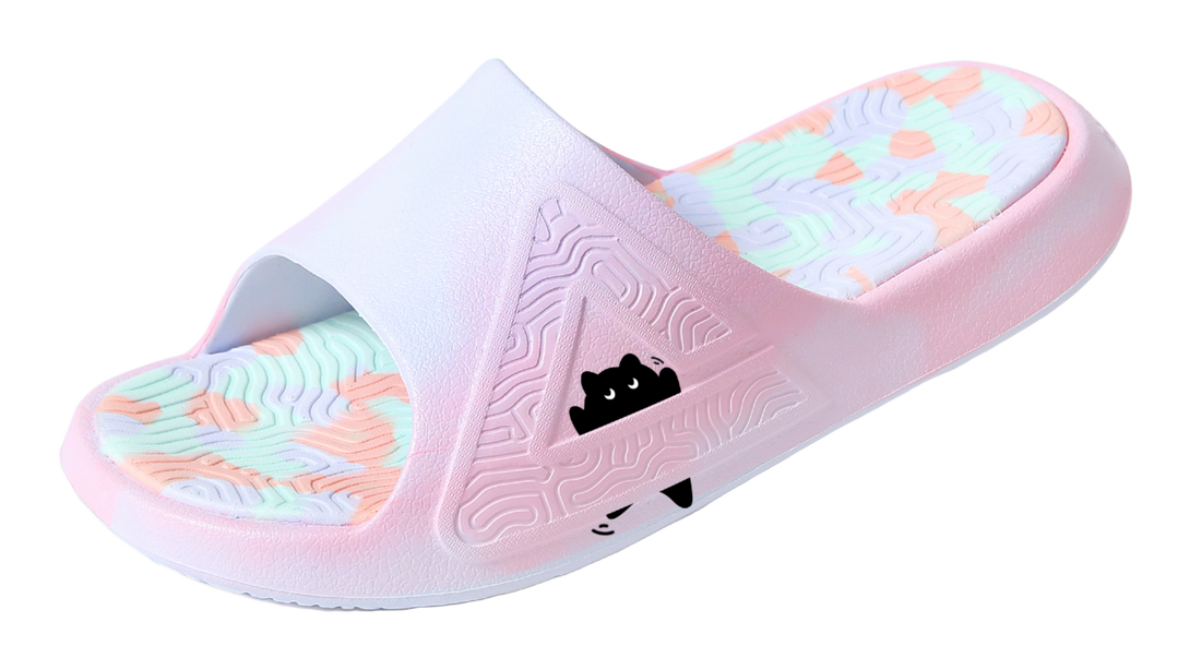 PEAK Tai Ji1.0 Quiet Abrasion Resistant Cushioning Slide Slippers Unisex Pink Blue 