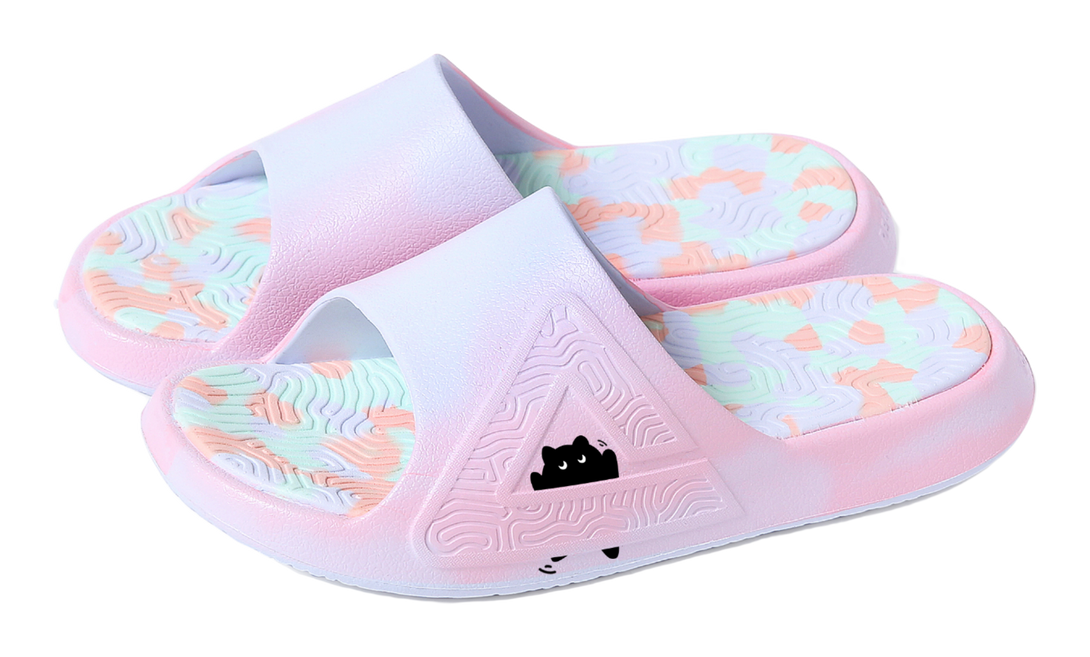 PEAK Tai Ji1.0 Quiet Abrasion Resistant Cushioning Slide Slippers Unisex Pink Blue 