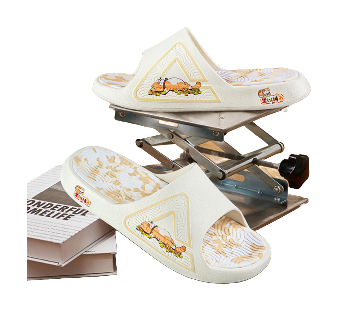 PEAK Tai Ji1.0 Quiet Odor Resistant Cushioning Slide Slippers Unisex White Yellow 