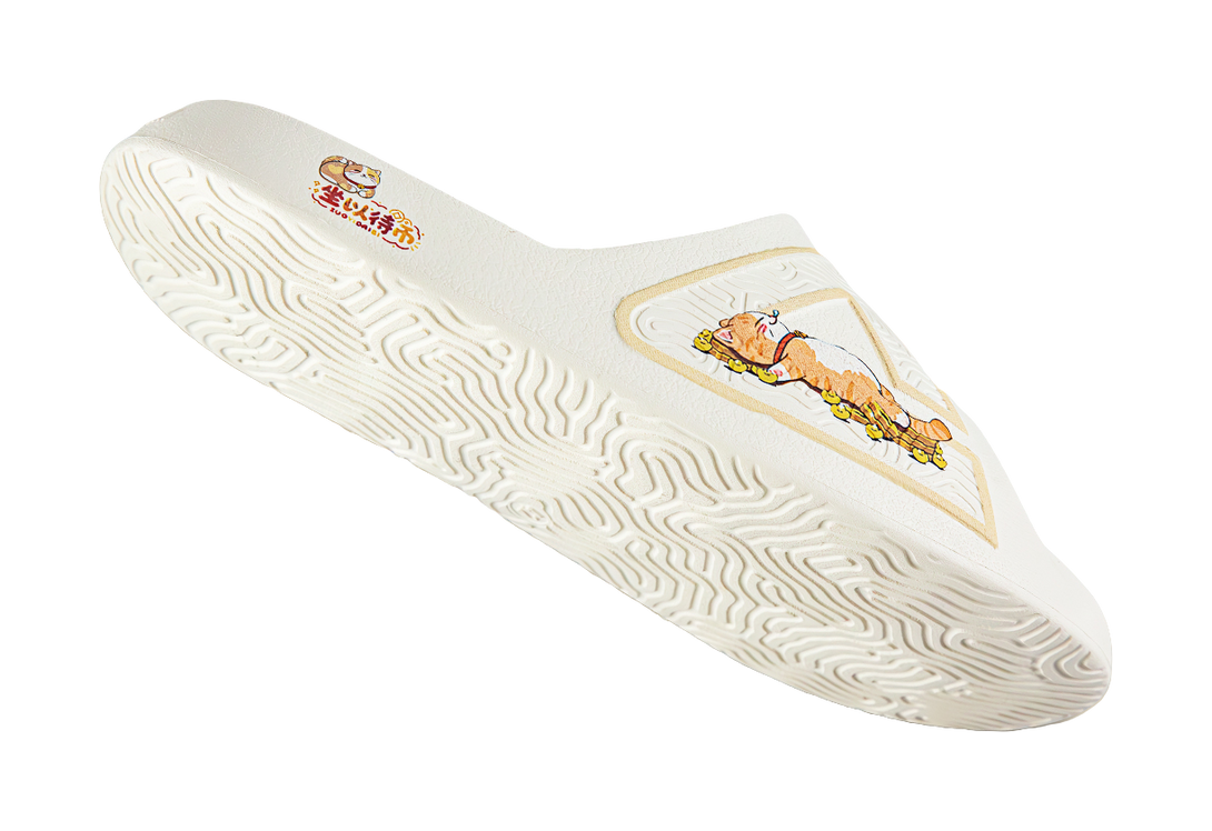 PEAK Tai Ji1.0 Quiet Odor Resistant Cushioning Slide Slippers Unisex White Yellow 