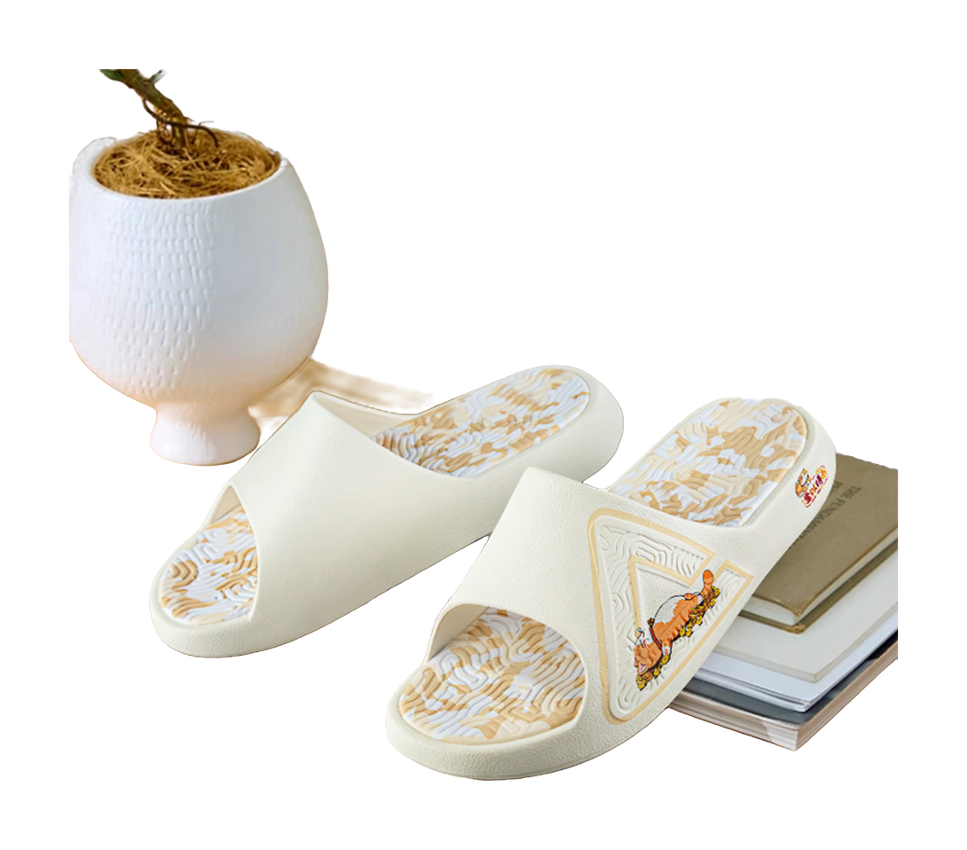 PEAK Tai Ji1.0 Quiet Odor Resistant Cushioning Slide Slippers Unisex White Yellow 