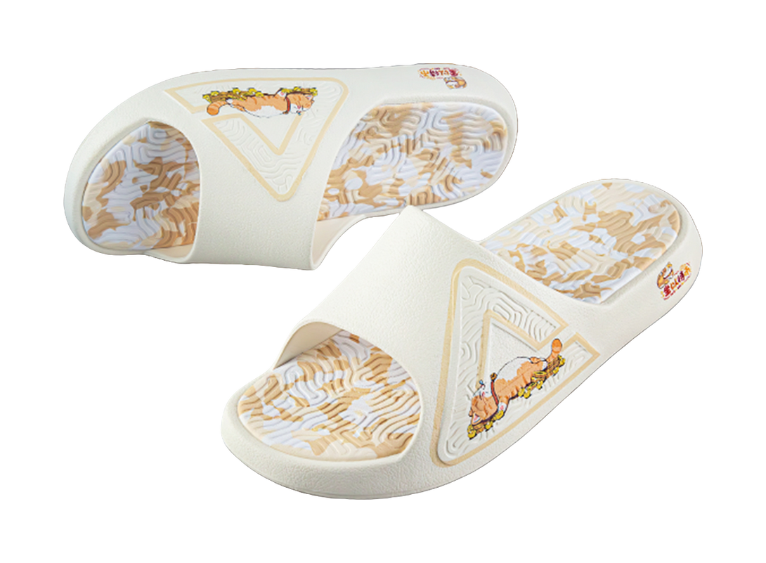 PEAK Tai Ji1.0 Quiet Odor Resistant Cushioning Slide Slippers Unisex White Yellow 
