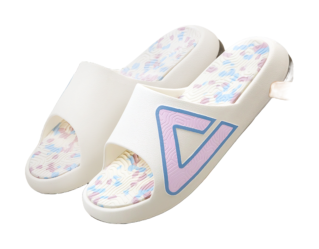 PEAK Tai Ji1.0 Quiet Slip Resistant Abrasion Resistant Slide Slippers Unisex White Blue Pink 
