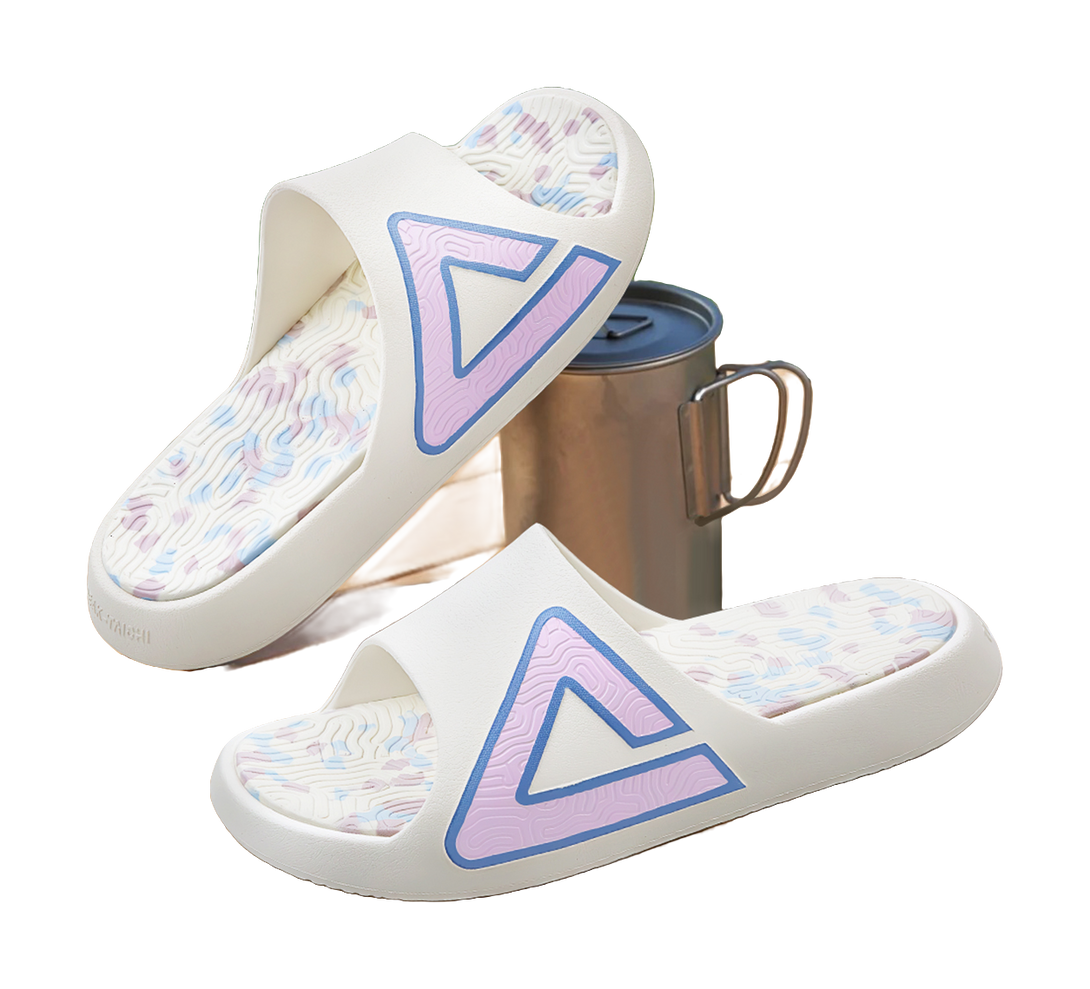 PEAK Tai Ji1.0 Quiet Slip Resistant Abrasion Resistant Slide Slippers Unisex White Blue Pink 