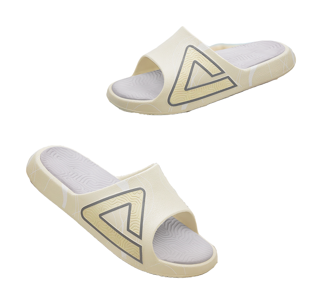 PEAK Tai Ji1.0 Quiet Slip Resistant Cushioning Slide Slippers Unisex Gray Beige White 