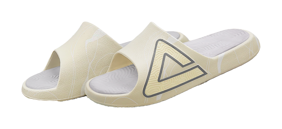 PEAK Tai Ji1.0 Quiet Slip Resistant Cushioning Slide Slippers Unisex Gray Beige White 