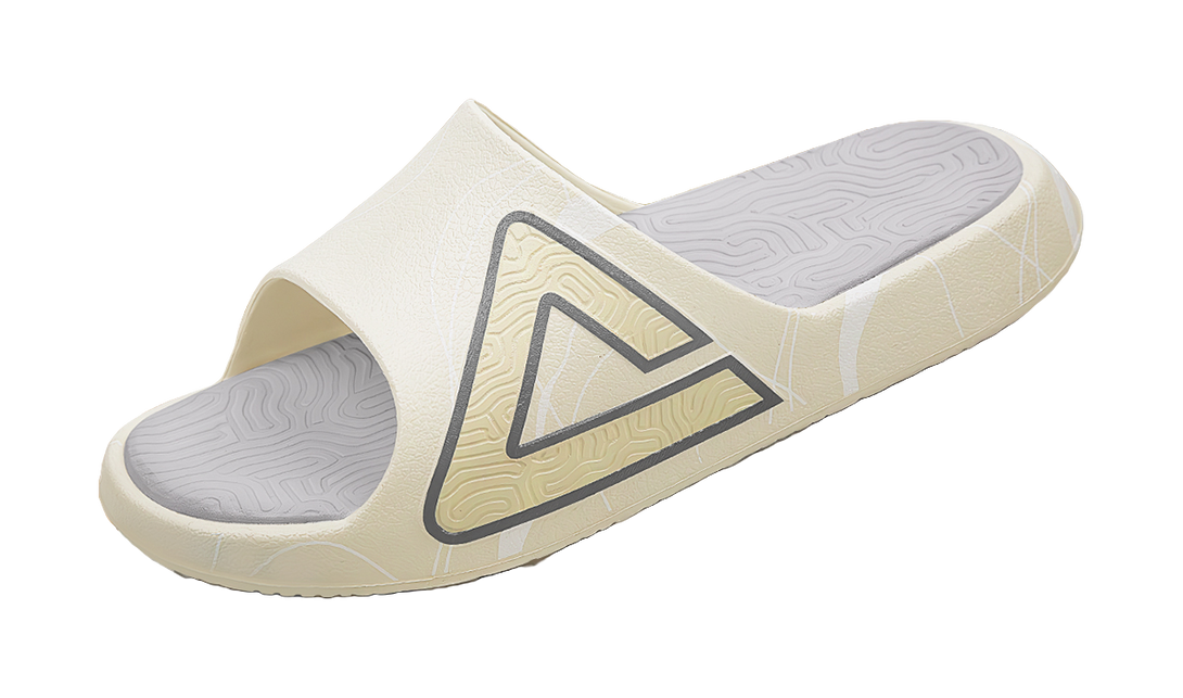 PEAK Tai Ji1.0 Quiet Slip Resistant Cushioning Slide Slippers Unisex Gray Beige White 