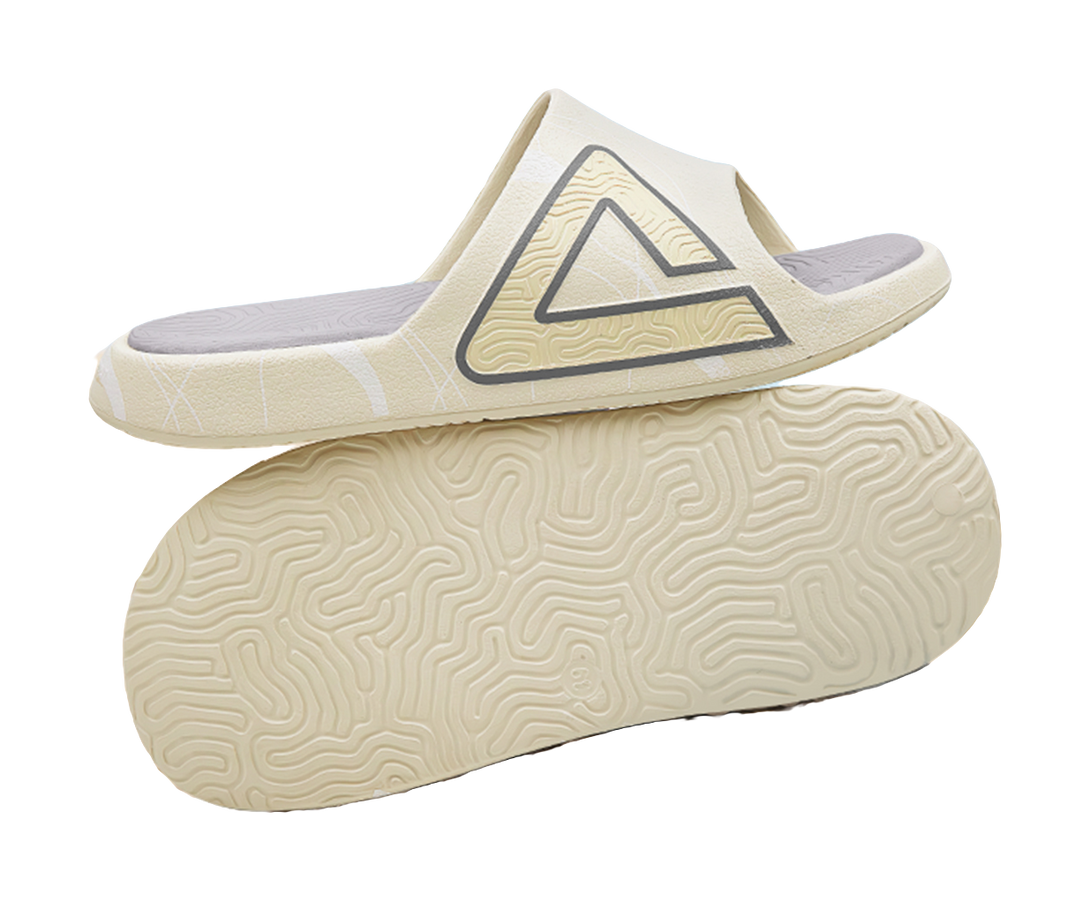 PEAK Tai Ji1.0 Quiet Slip Resistant Cushioning Slide Slippers Unisex Gray Beige White 