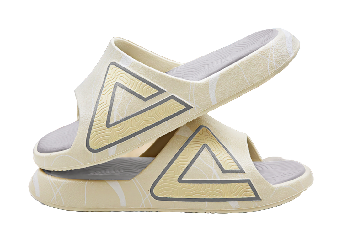 PEAK Tai Ji1.0 Quiet Slip Resistant Cushioning Slide Slippers Unisex Gray Beige White 