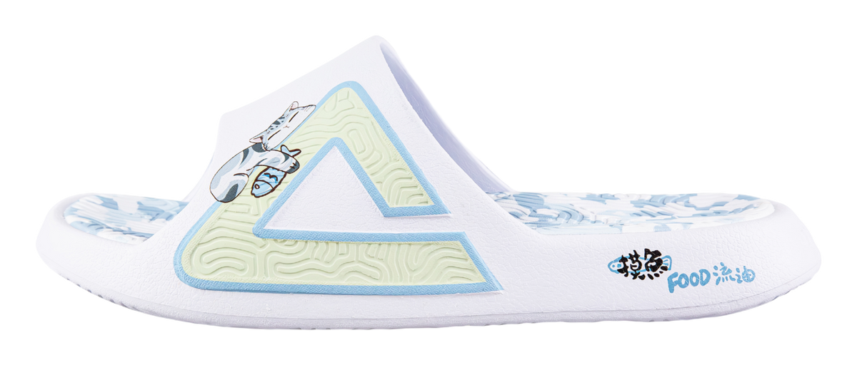 PEAK Tai Ji1.0 Quiet, Odor Resistant, Abrasion Resistant Slide Slippers Unisex White Blue 