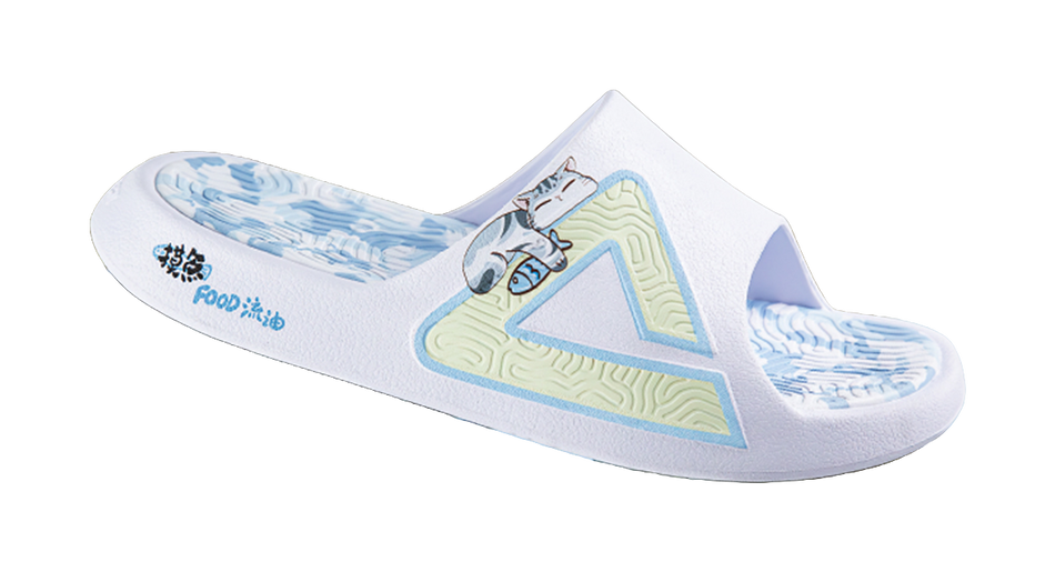 PEAK Tai Ji1.0 Quiet, Odor Resistant, Abrasion Resistant Slide Slippers Unisex White Blue 