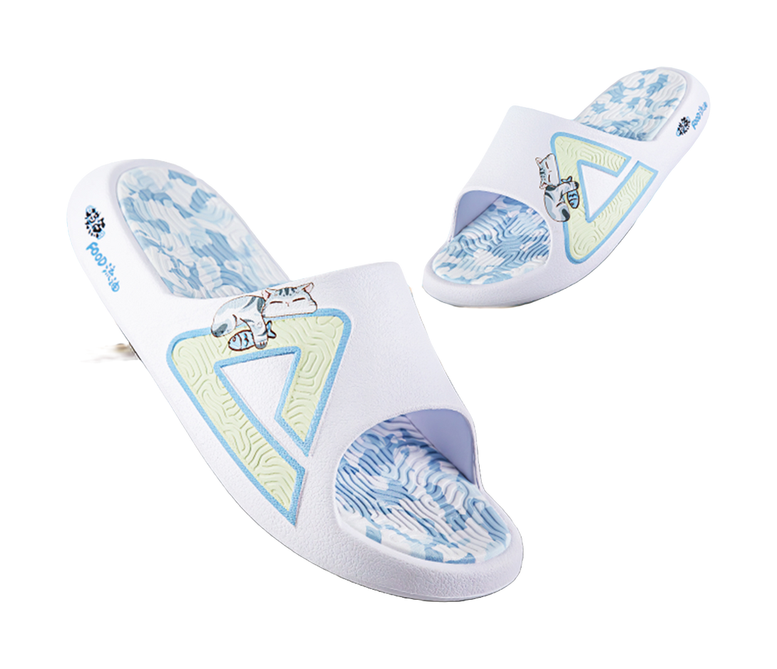 PEAK Tai Ji1.0 Quiet, Odor Resistant, Abrasion Resistant Slide Slippers Unisex White Blue 