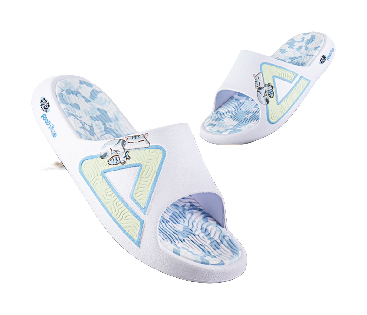 PEAK Tai Ji1.0 Quiet, Odor Resistant, Abrasion Resistant Slide Slippers Unisex White Blue 