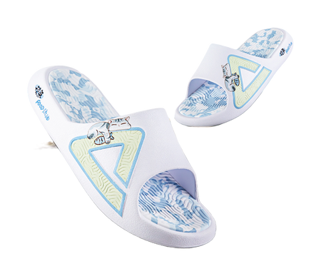 PEAK Tai Ji1.0 Quiet, Odor Resistant, Abrasion Resistant Slide Slippers Unisex White Blue 