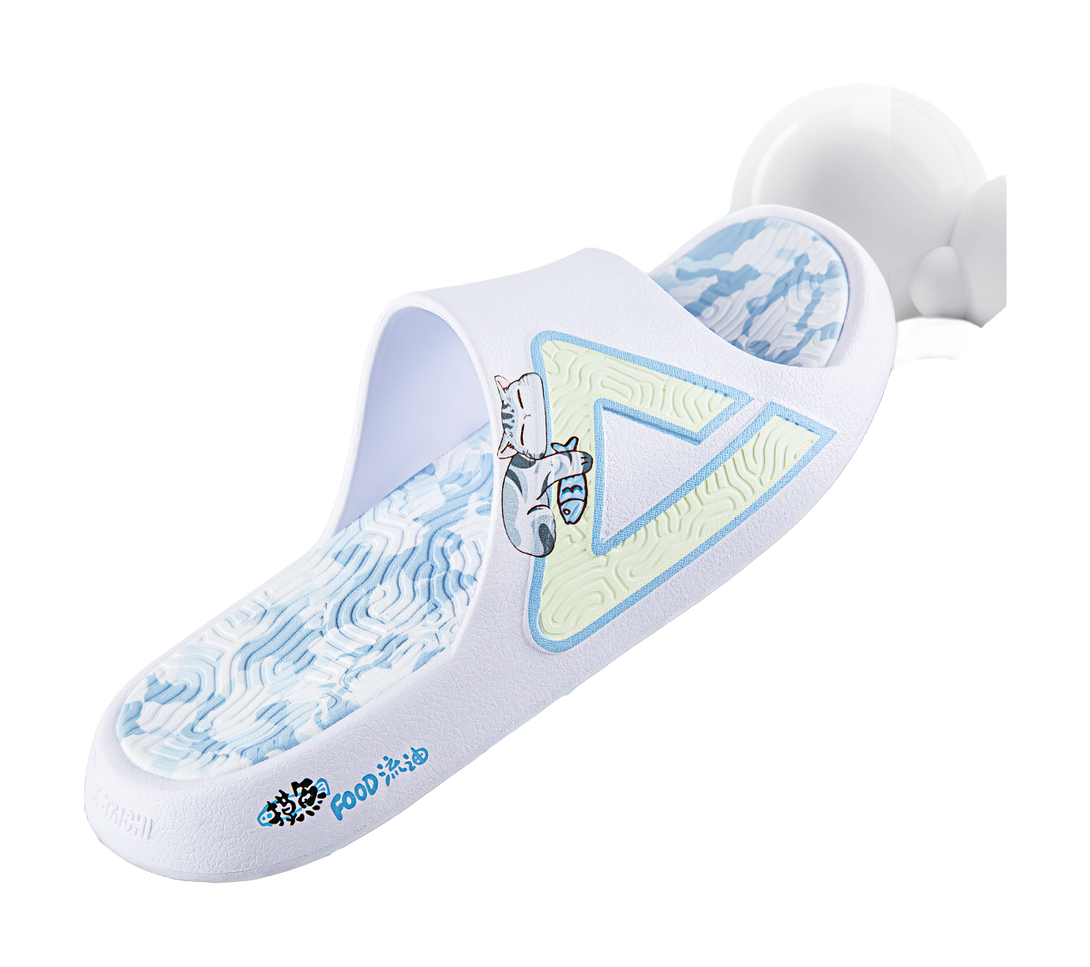 PEAK Tai Ji1.0 Quiet, Odor Resistant, Abrasion Resistant Slide Slippers Unisex White Blue 