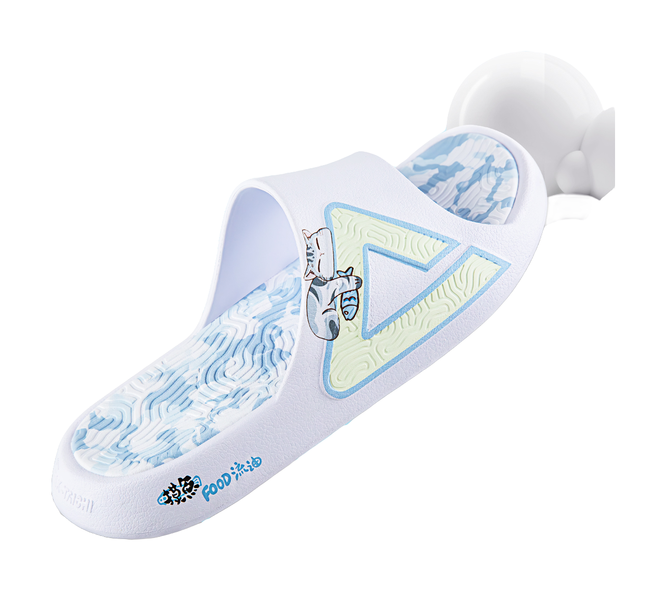 PEAK Tai Ji1.0 Quiet, Odor Resistant, Abrasion Resistant Slide Slippers Unisex White Blue 