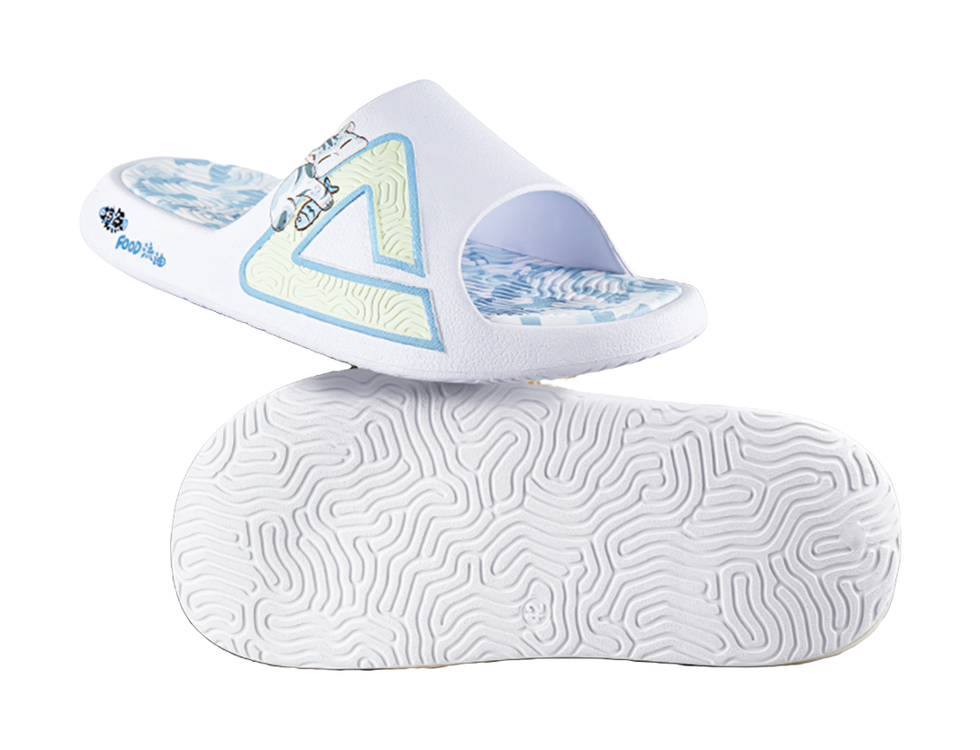PEAK Tai Ji1.0 Quiet, Odor Resistant, Abrasion Resistant Slide Slippers Unisex White Blue 