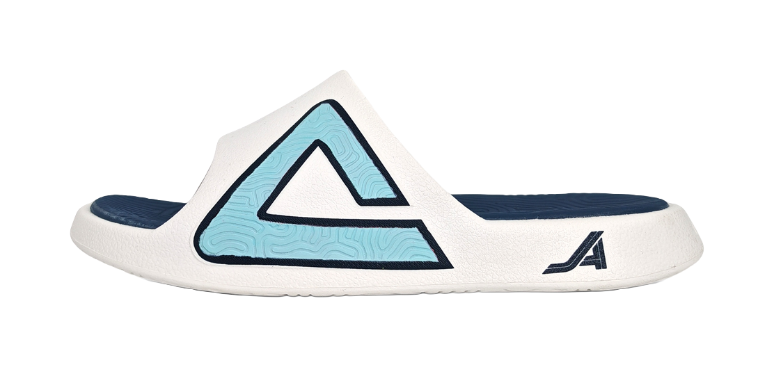 PEAK Tai Ji1.0 Quiet, Slip Resistant, Odor Resistant Slide Slippers Unisex Ecru Light Blue 